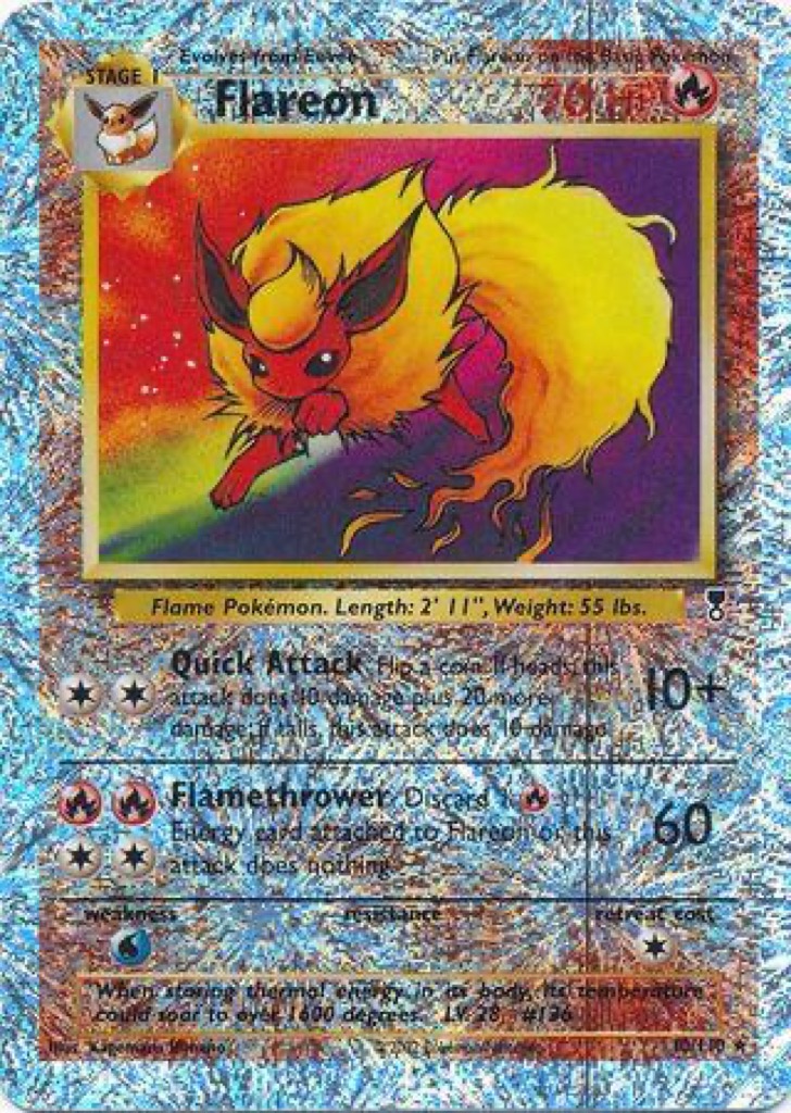 Reverse Holo Flareon 10/110, Legendary Collection Pokémon card