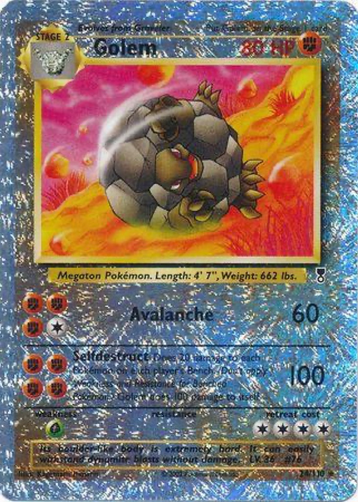 Reverse Holo Golem 24/110, Legendary Collection Pokémon card