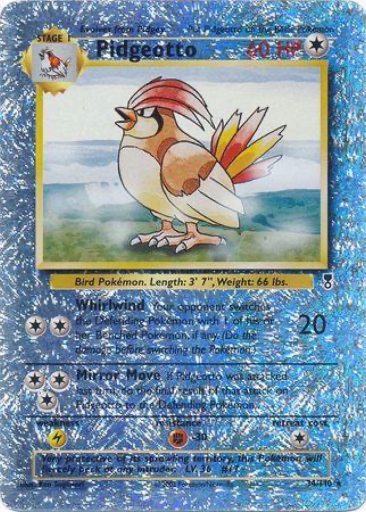 Reverse Holo Pidgeotto 34/110, Legendary Collection Pokémon card