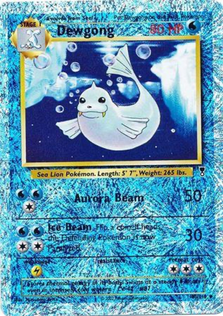 Reverse Holo Dewgong 40/110, Legendary Collection Pokémon card
