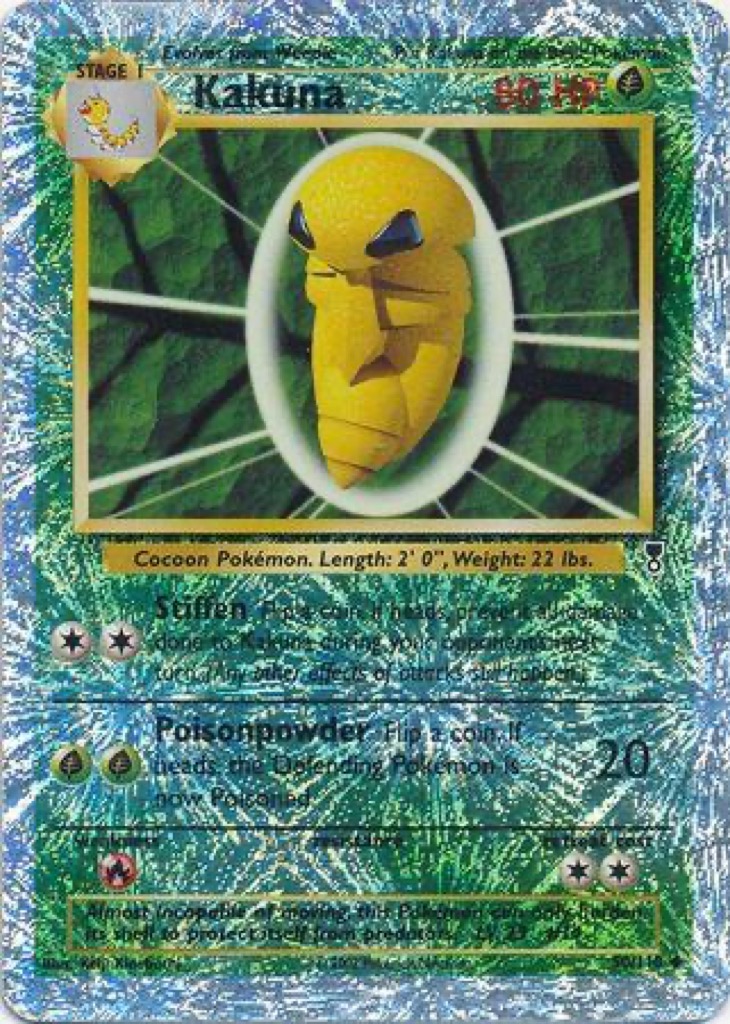 Reverse Holo Kakuna 50/110, Legendary Collection Pokémon card