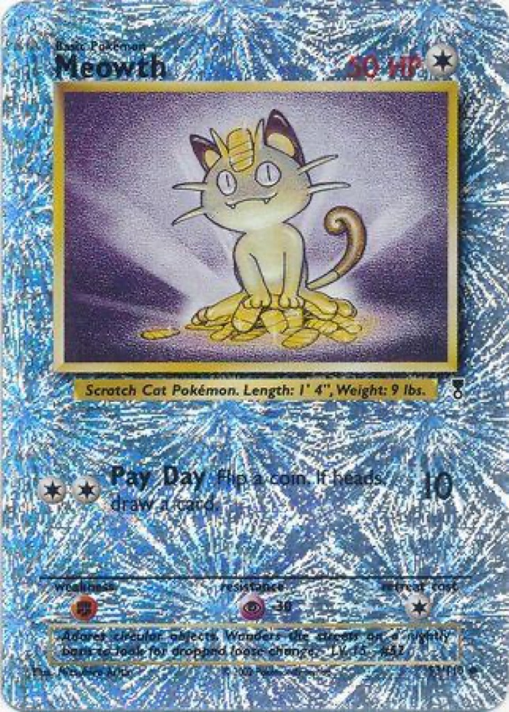 Reverse Holo Meowth 53/110, Legendary Collection Pokémon card
