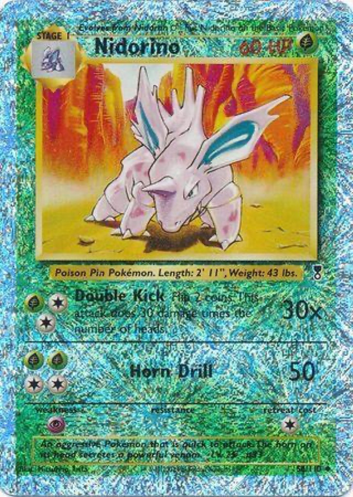 Reverse Holo Nidorino 56/110, Legendary Collection Pokémon card