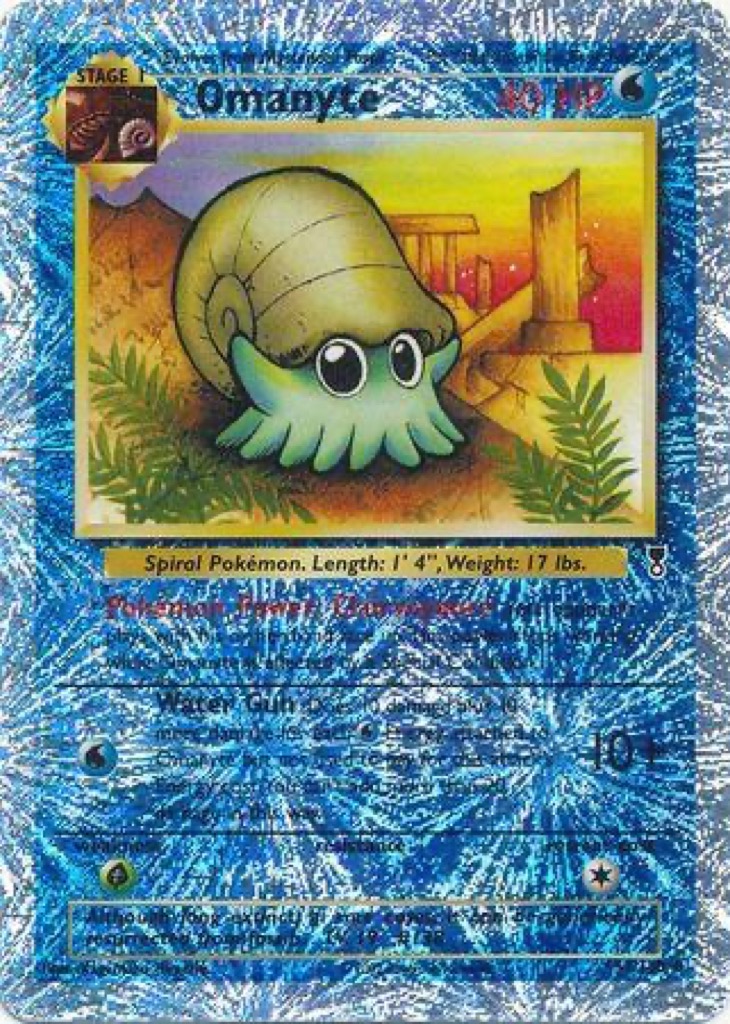 Reverse Holo Omanyte 57/110, Legendary Collection Pokémon card