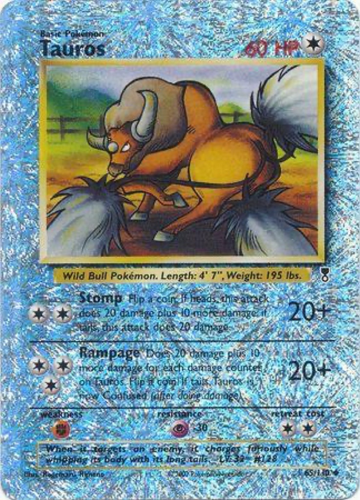 Reverse Holo Tauros 65/110, Legendary Collection Pokémon card