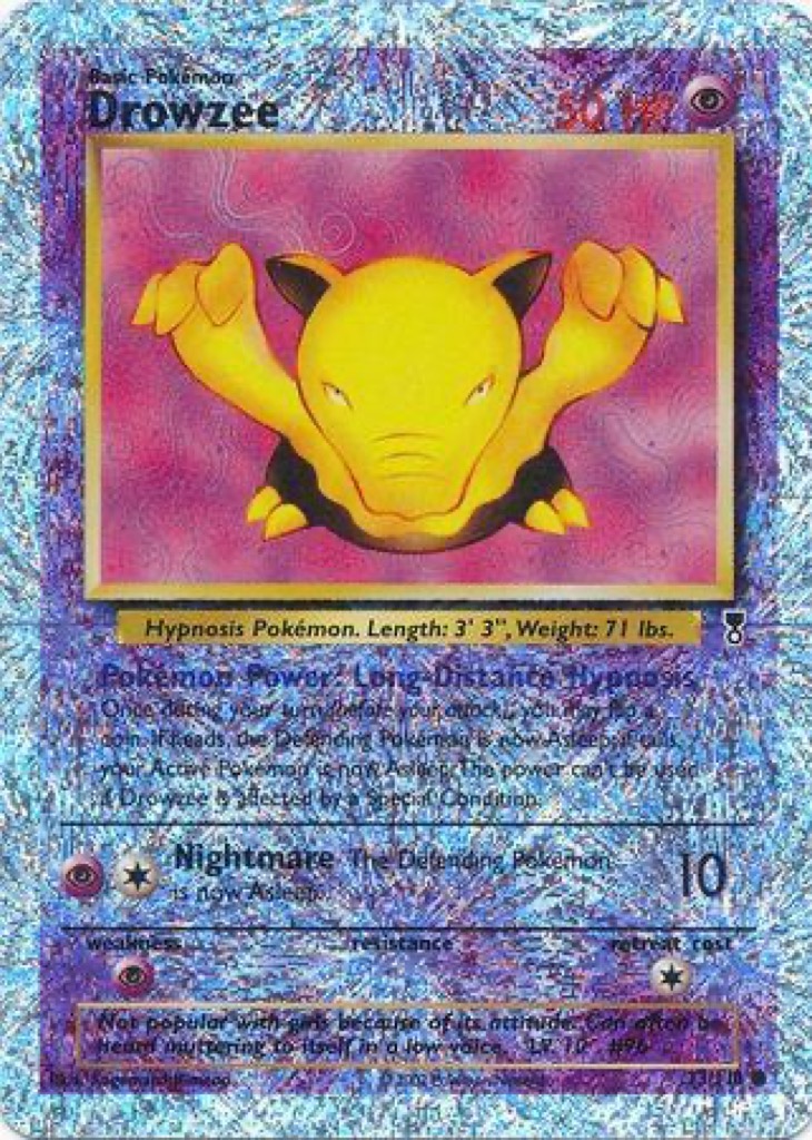 Reverse Holo Drowzee 73/110, Legendary Collection Pokémon card