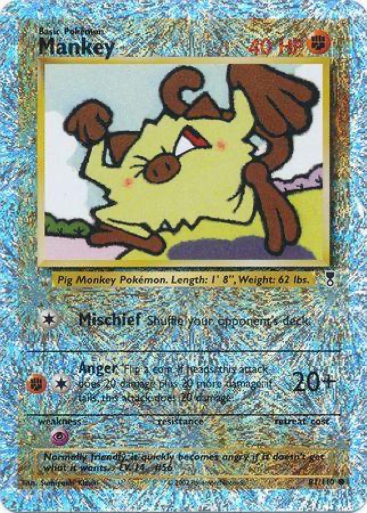Reverse Holo Mankey 81/110, Legendary Collection Pokémon card