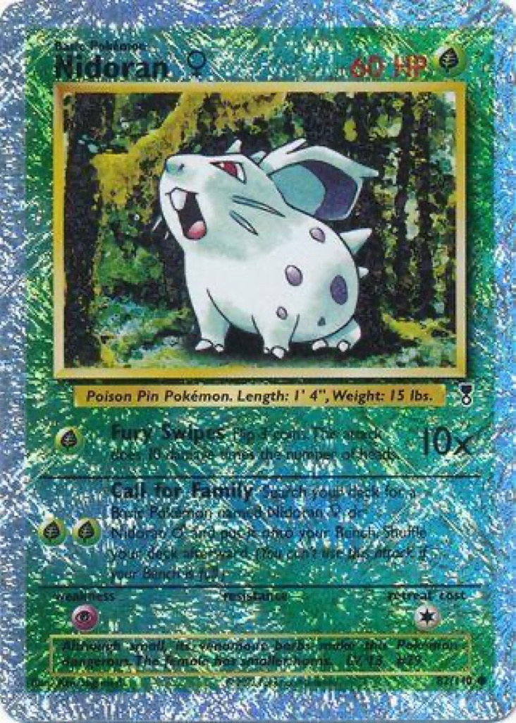 Reverse Holo Nidoran ♀ 82/110, Legendary Collection Pokémon card