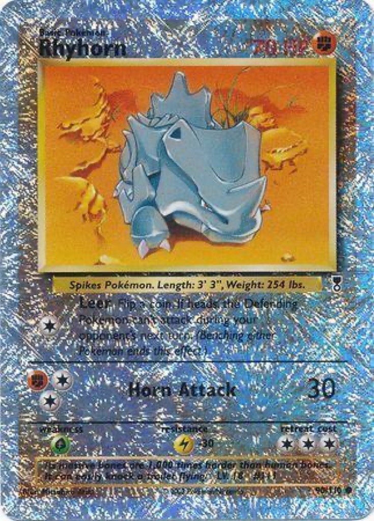Reverse Holo Rhyhorn 90/110, Legendary Collection Pokémon card