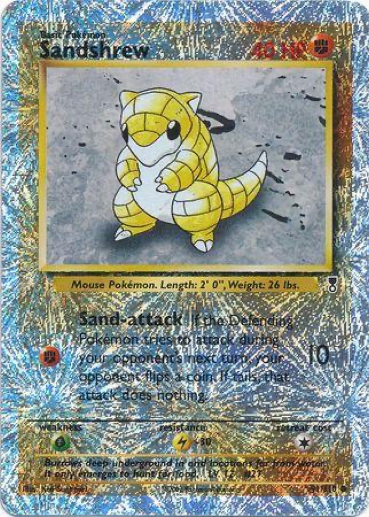Reverse Holo Sandshrew 91/110, Legendary Collection Pokémon card