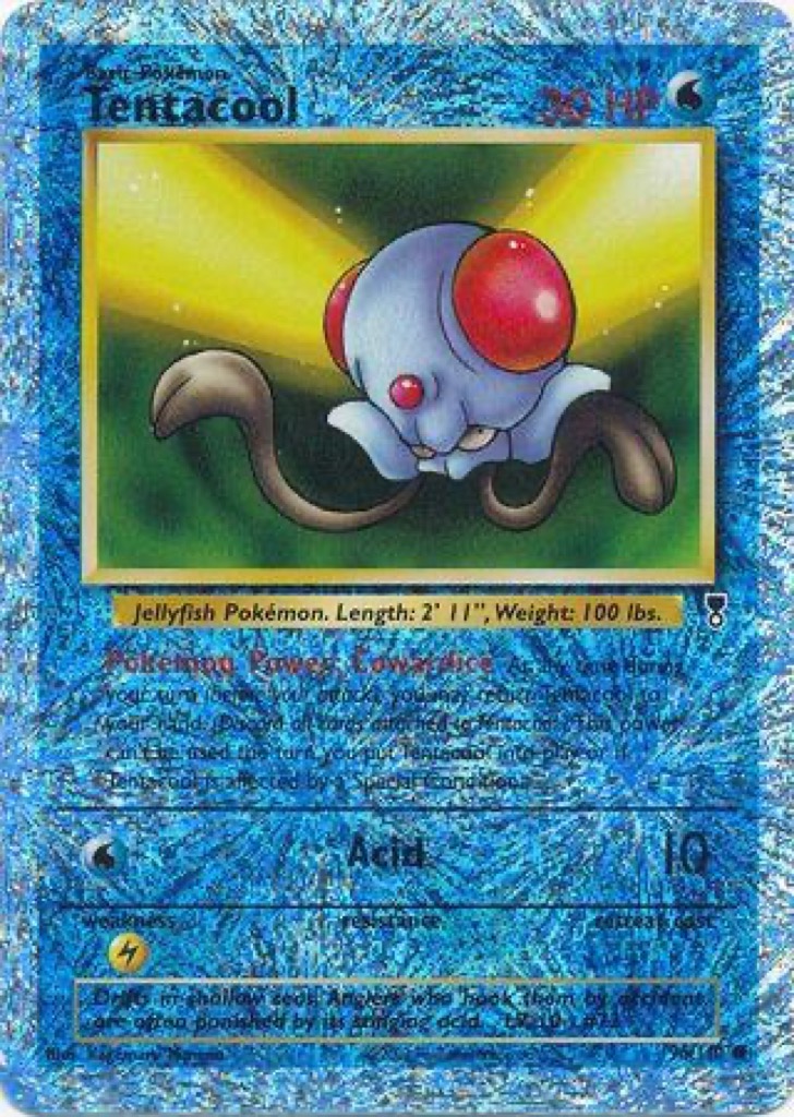 Reverse Holo Tentacool 96/110, Legendary Collection Pokémon card