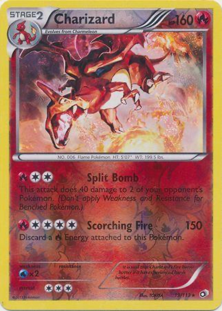 Reverse Holo Charizard 19/113, Legendary Treasures Pokémon card