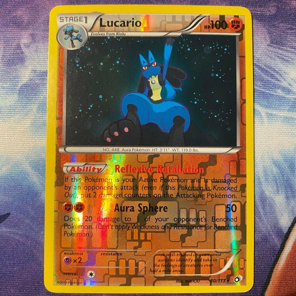 Reverse Holo Lucario 80/113, Legendary Treasures Pokémon card