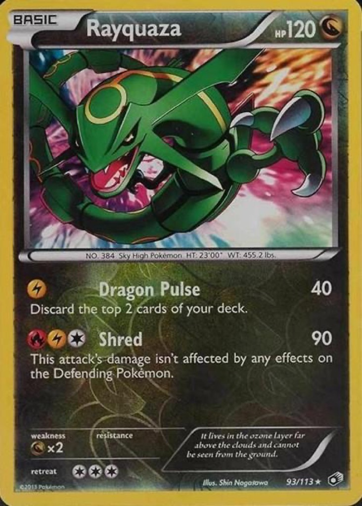 Reverse Holo Rayquaza 93/113, Legendary Treasures Pokémon card