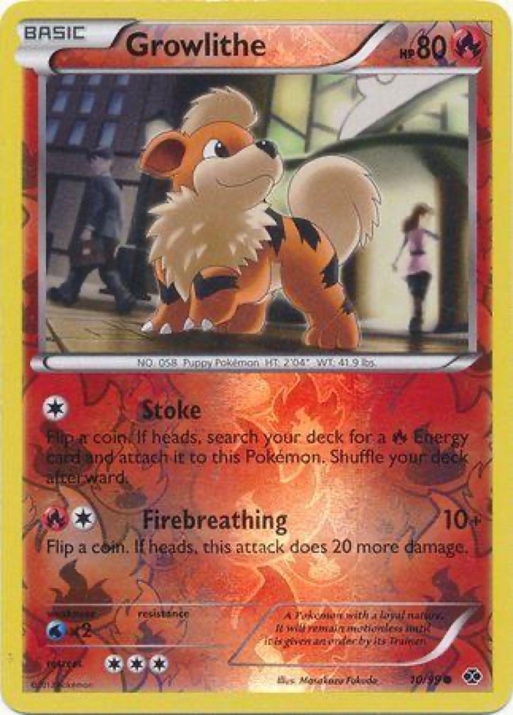 Reverse Holo Growlithe 10/99, Next Destinies Pokémon card
