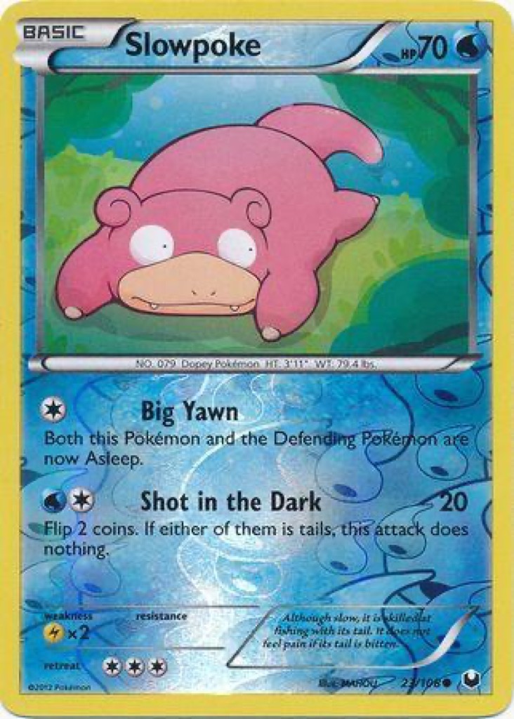 Reverse Holo Slowpoke 23/108, Dark Explorers Pokémon card
