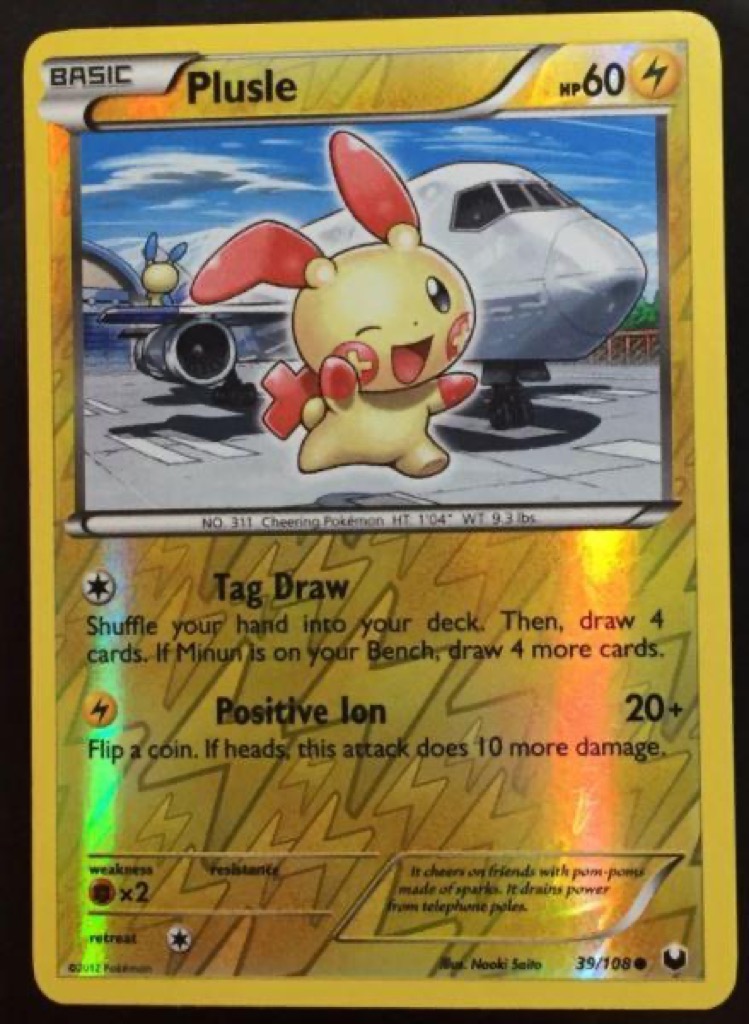 Reverse Holo Plusle 39/108, Dark Explorers Pokémon card