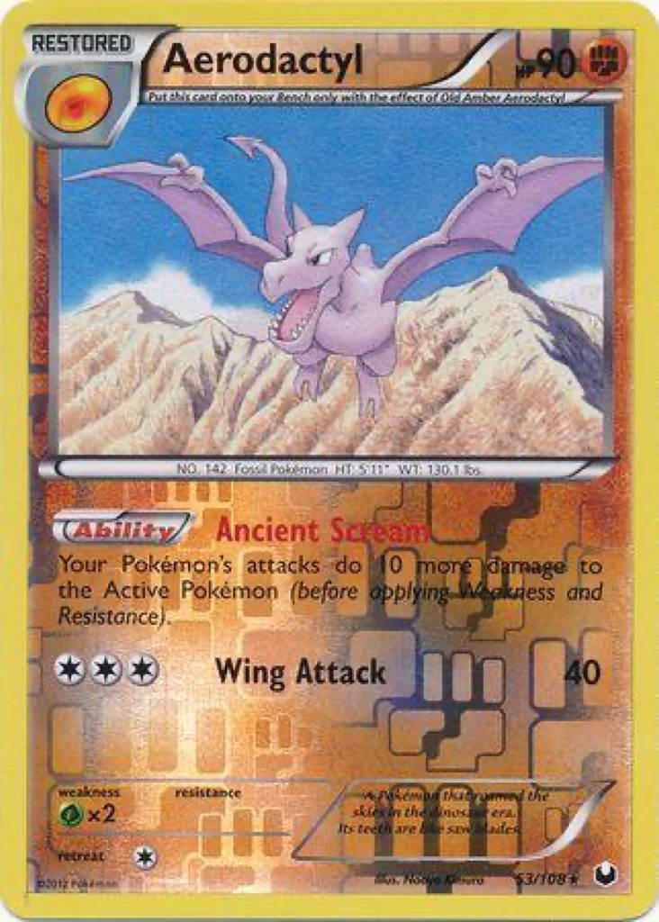Reverse Holo Aerodactyl 53/108, Dark Explorers Pokémon card