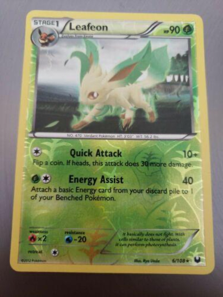 Reverse Holo Leafeon 6/108, Dark Explorers Pokémon card
