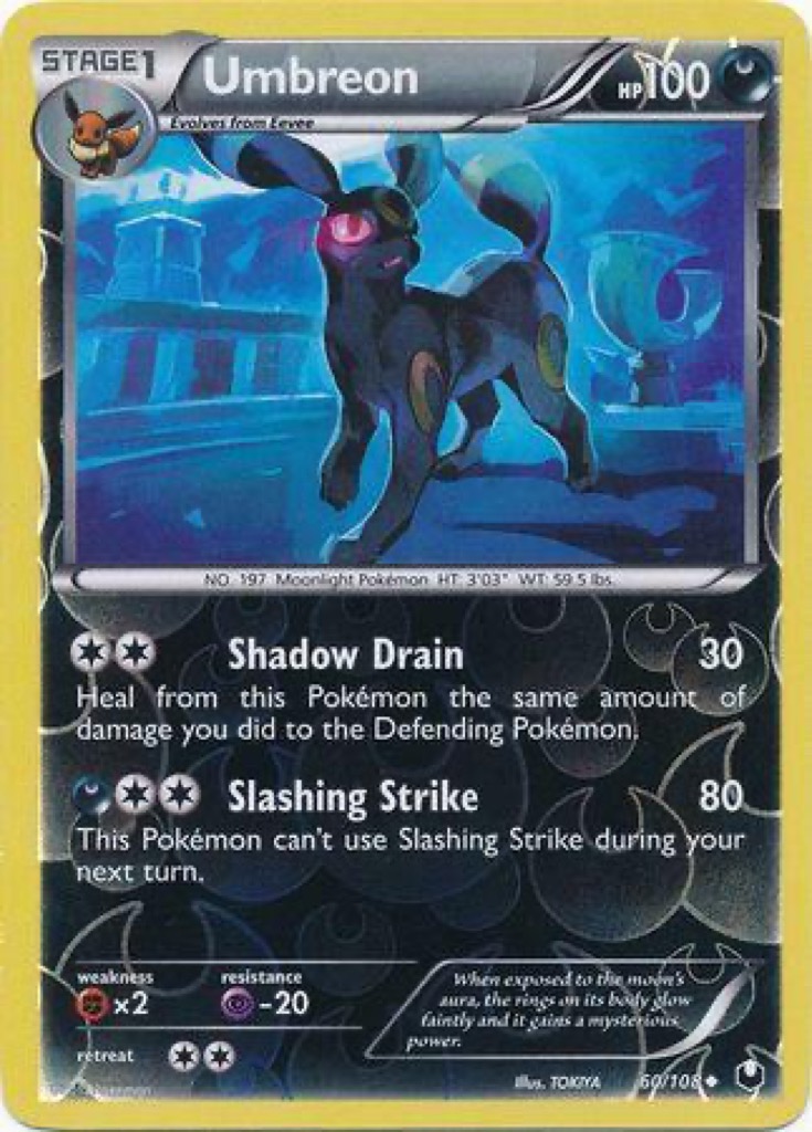 Reverse Holo Umbreon 60/108, Dark Explorers Pokémon card