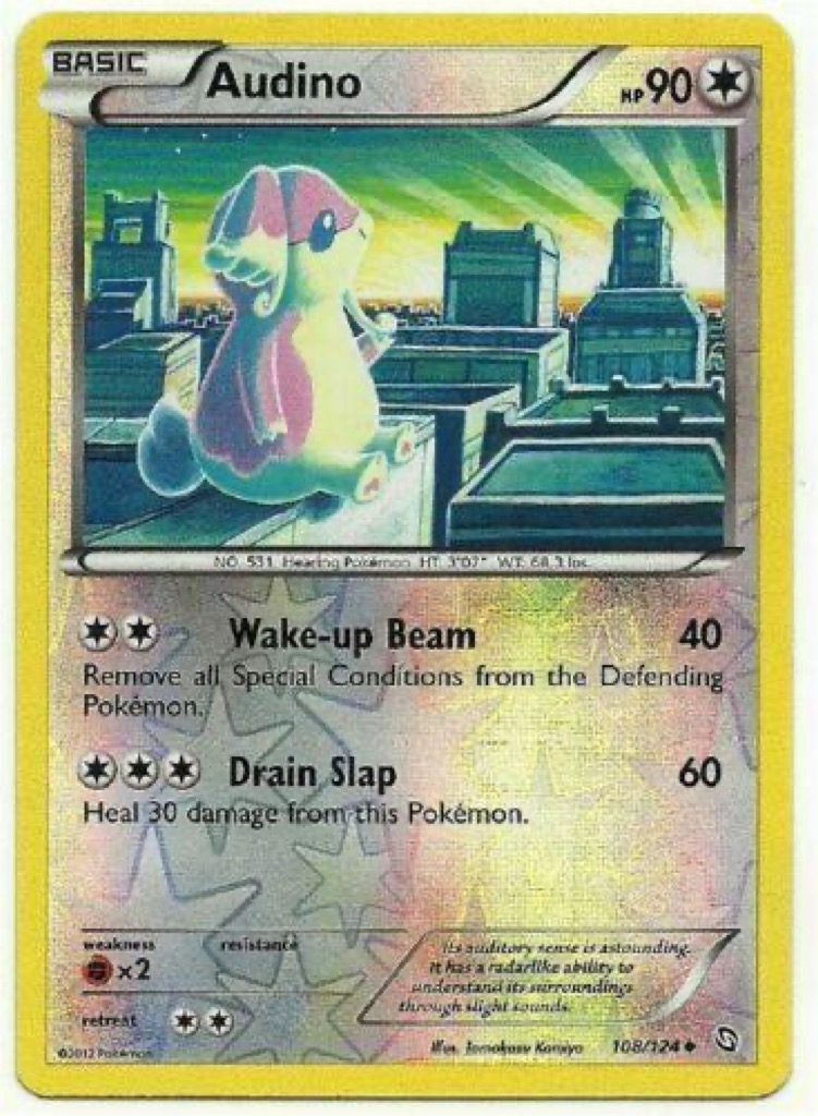 Reverse Holo Audino 108/124, Dragons Exalted Pokémon card