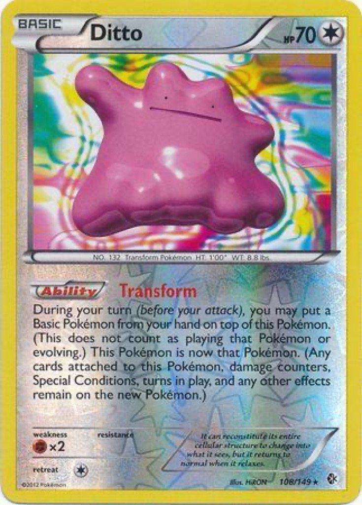 Reverse Holo Ditto 108/149, Boundaries Crossed Pokémon card