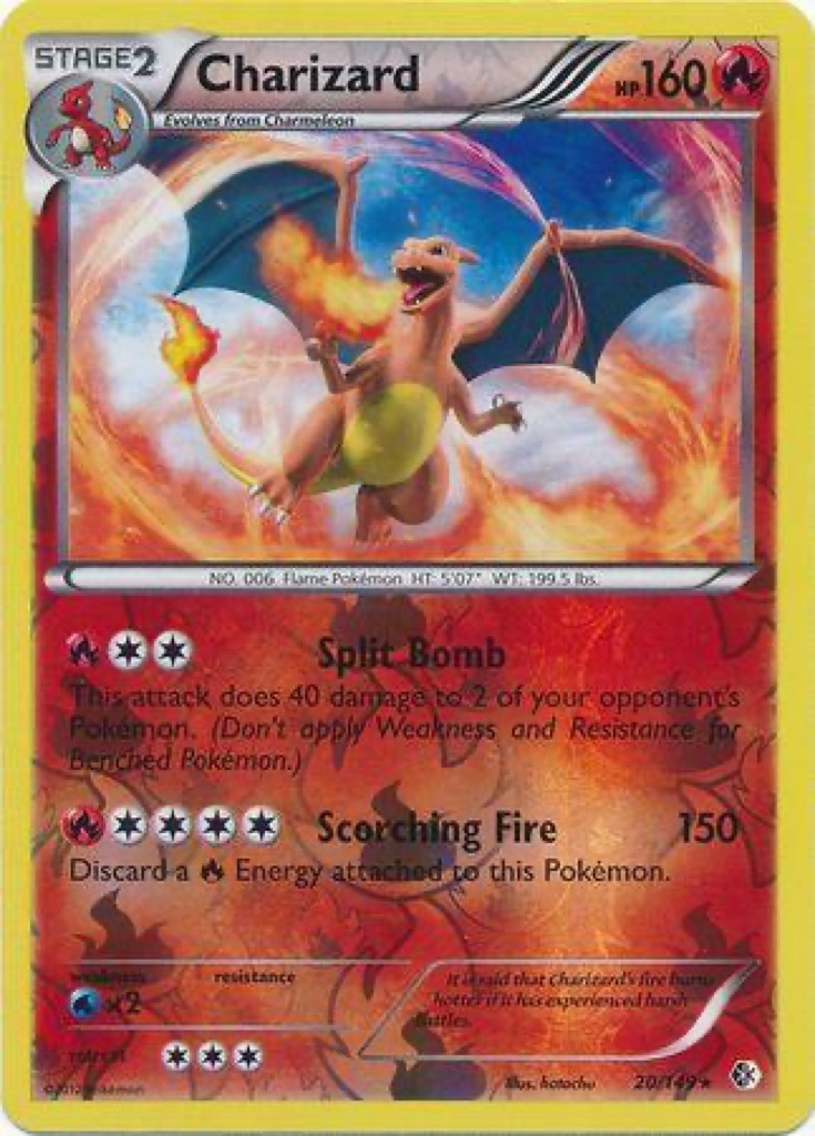 Reverse Holo Charizard 20/149, Boundaries Crossed Pokémon card