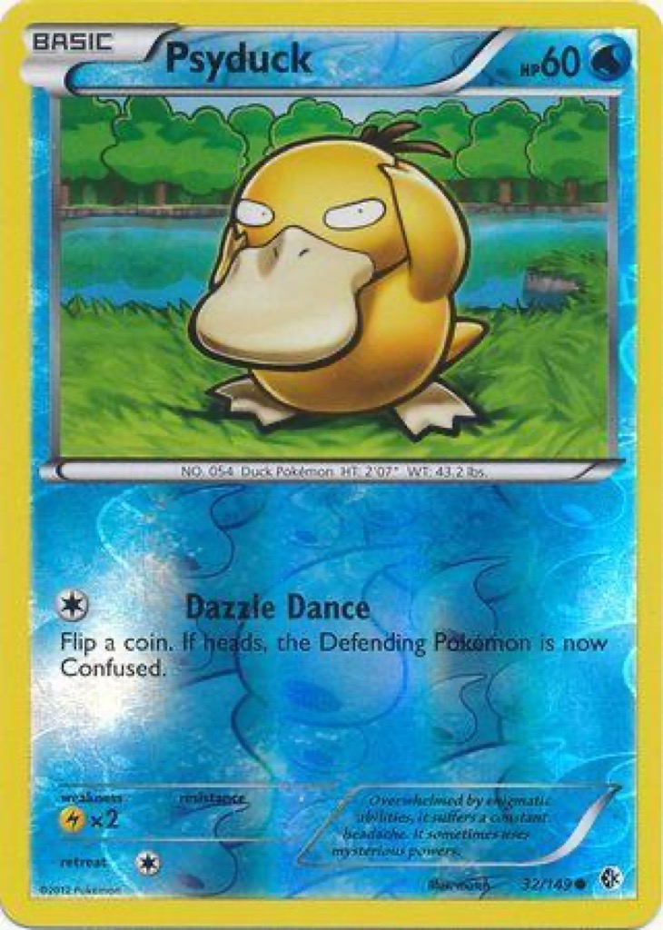 Reverse Holo Psyduck 32/149, Boundaries Crossed Pokémon card