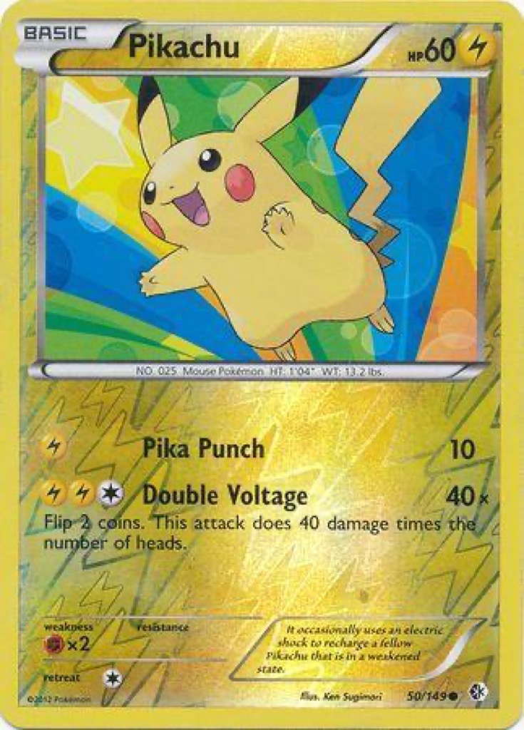 Reverse Holo Pikachu 50/149, Boundaries Crossed Pokémon card