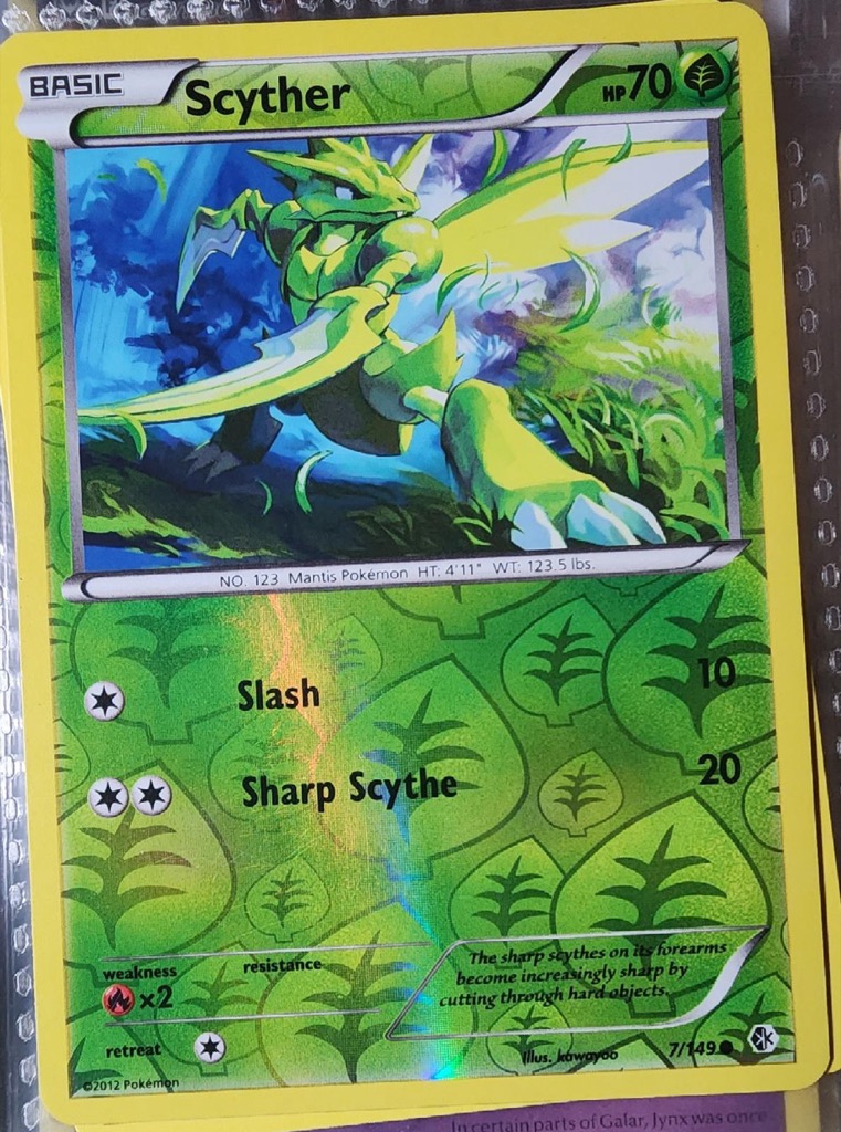 Reverse Holo Scyther 7/149, Boundaries Crossed Pokémon card