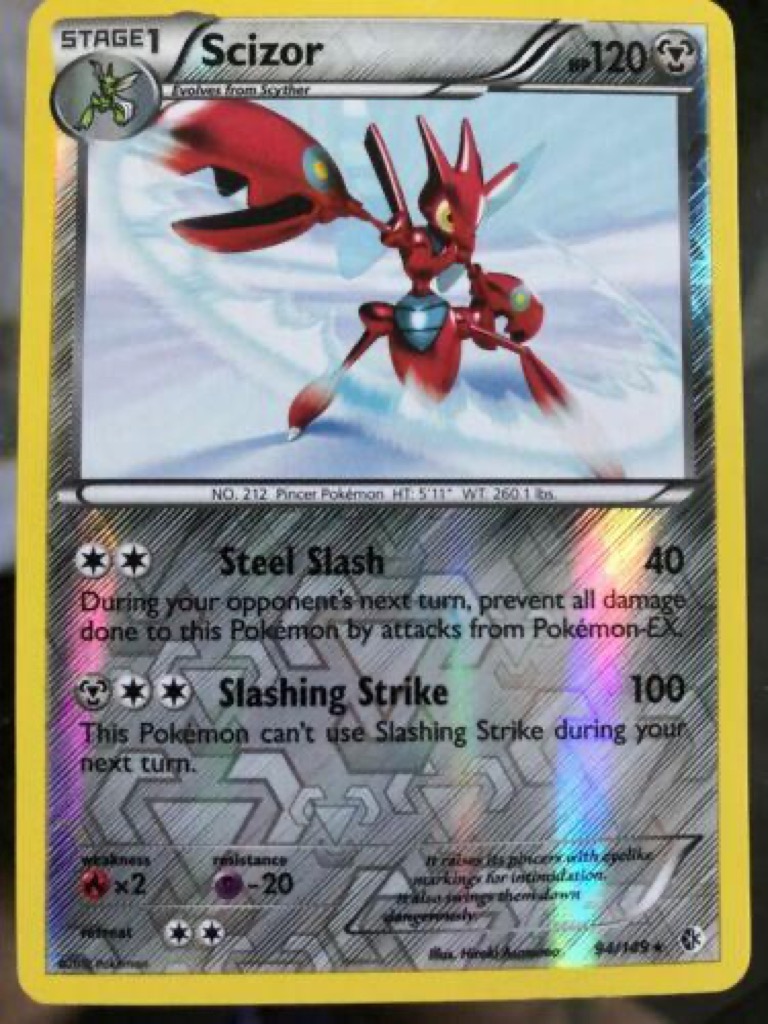 Reverse Holo Scizor 94/149, Boundaries Crossed Pokémon card
