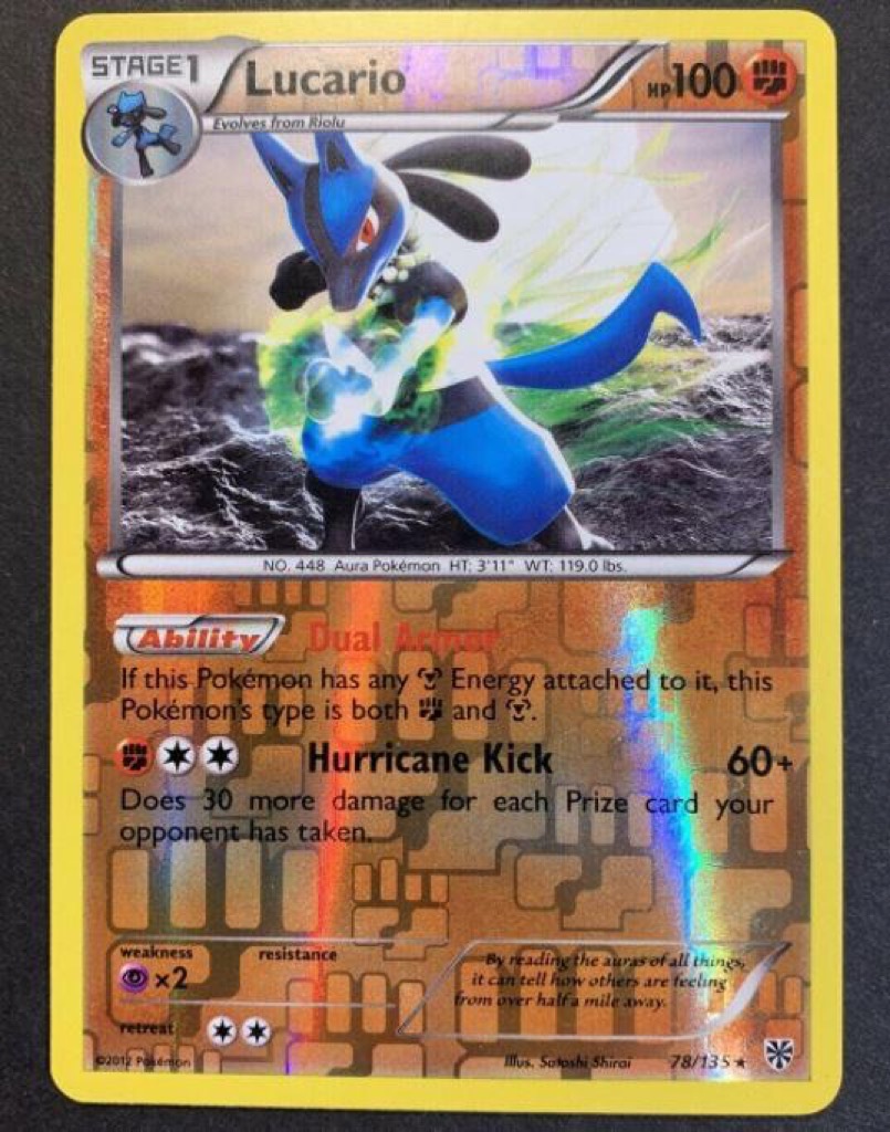 Reverse Holo Lucario 78/135, Plasma Storm Pokémon card