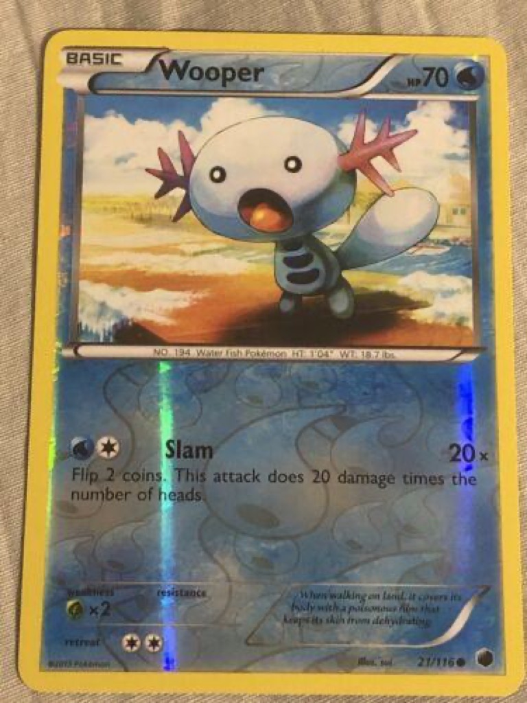 Reverse Holo Wooper 21/116, Plasma Freeze Pokémon card