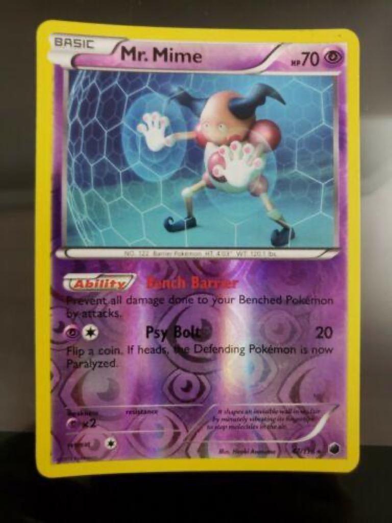 Reverse Holo Mr. Mime 47/116, Plasma Freeze Pokémon card