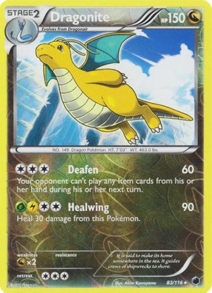 Reverse Holo Dragonite 83/116, Plasma Freeze Pokémon card