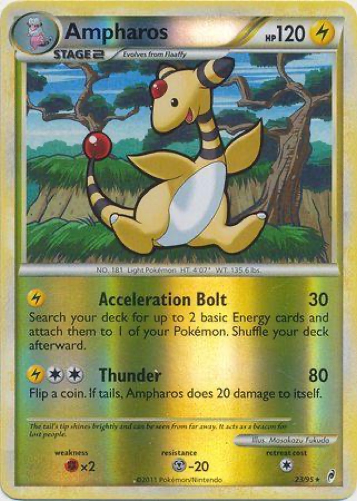 Reverse Holo Ampharos 23/95, Call of Legends Pokémon card