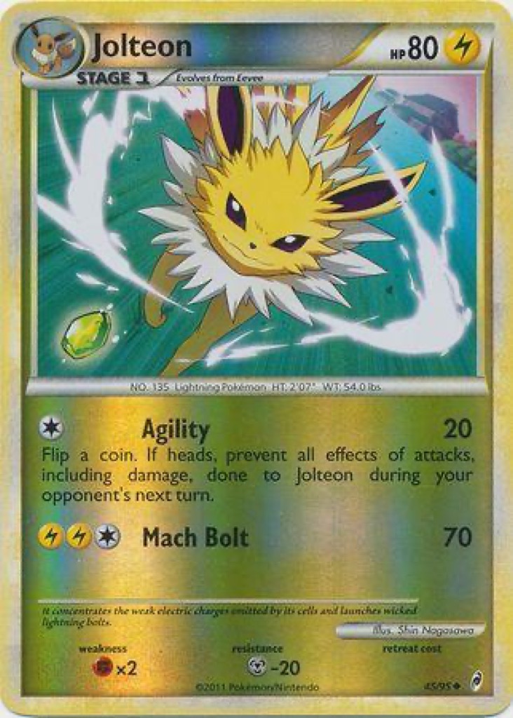 Reverse Holo Jolteon 45/95, Call of Legends Pokémon card