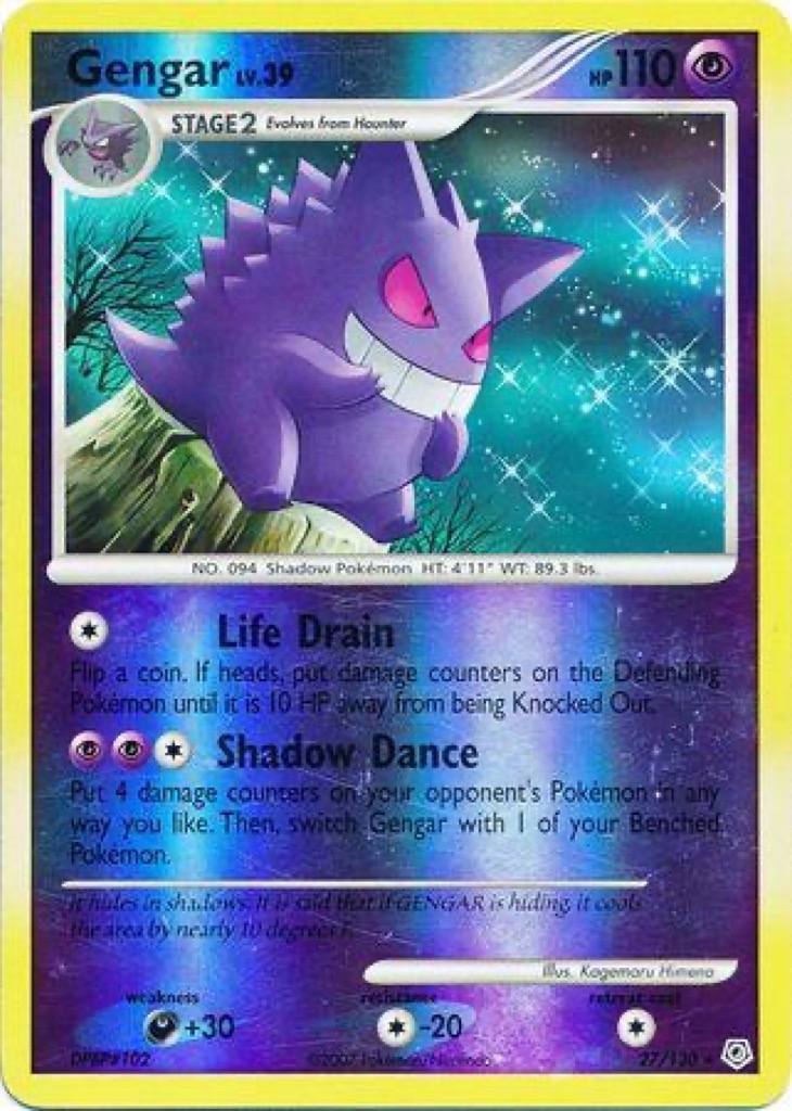 Reverse Holo Gengar 27/130, Diamond & Pearl Pokémon card