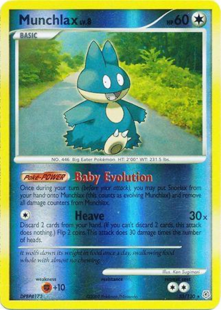 Reverse Holo Munchlax 33/130, Diamond & Pearl Pokémon card