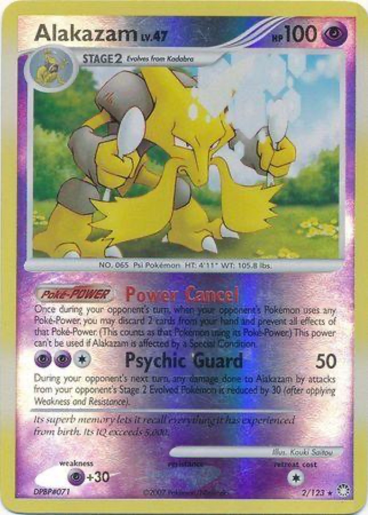 Reverse Holo Alakazam 2/123, Mysterious Treasures Pokémon card