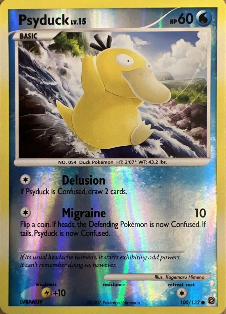 Reverse Holo Psyduck 100/132, Secret Wonders Pokémon card