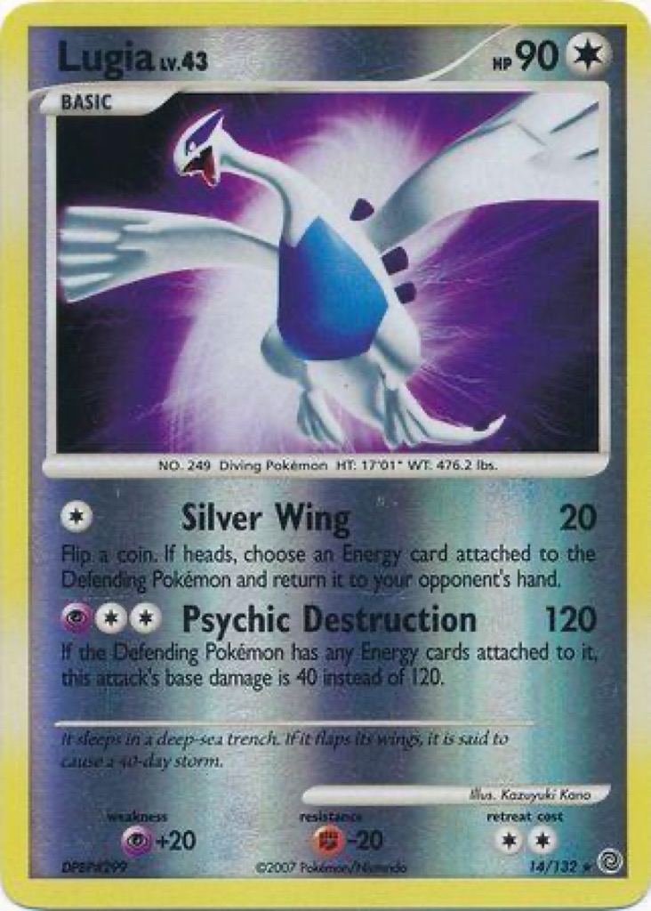 Reverse Holo Lugia 14/132, Secret Wonders Pokémon card
