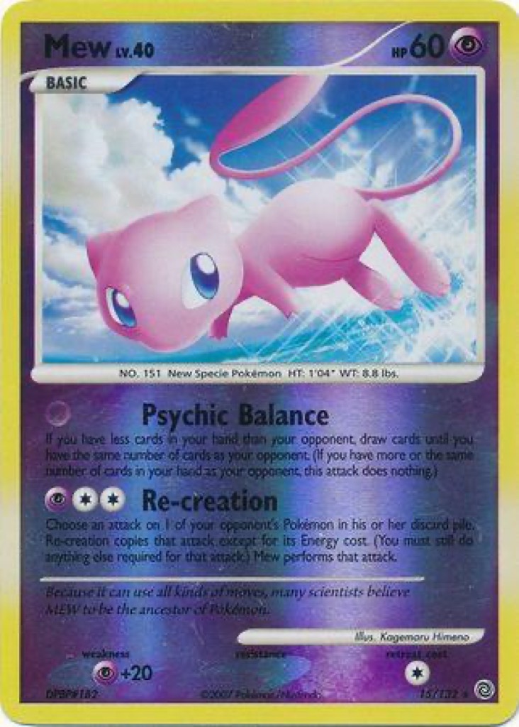 Reverse Holo Mew 15/132, Secret Wonders Pokémon card