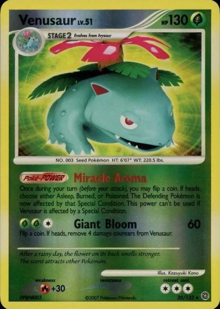 Reverse Holo Venusaur 20/132, Secret Wonders Pokémon card