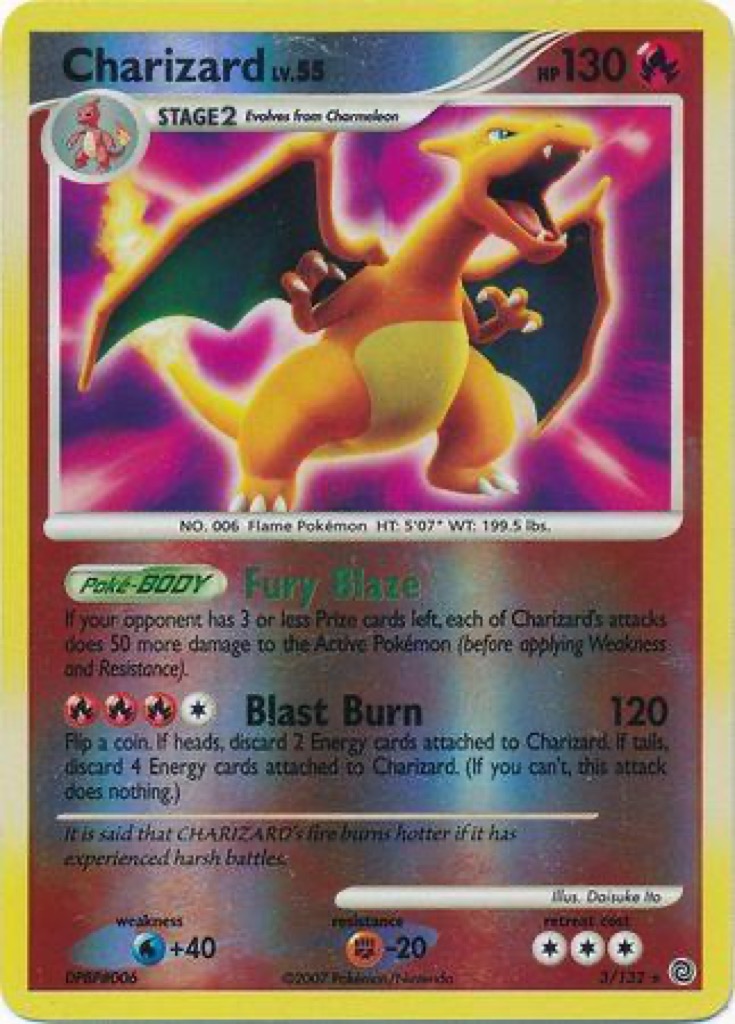 Reverse Holo Charizard 3/132, Secret Wonders Pokémon card