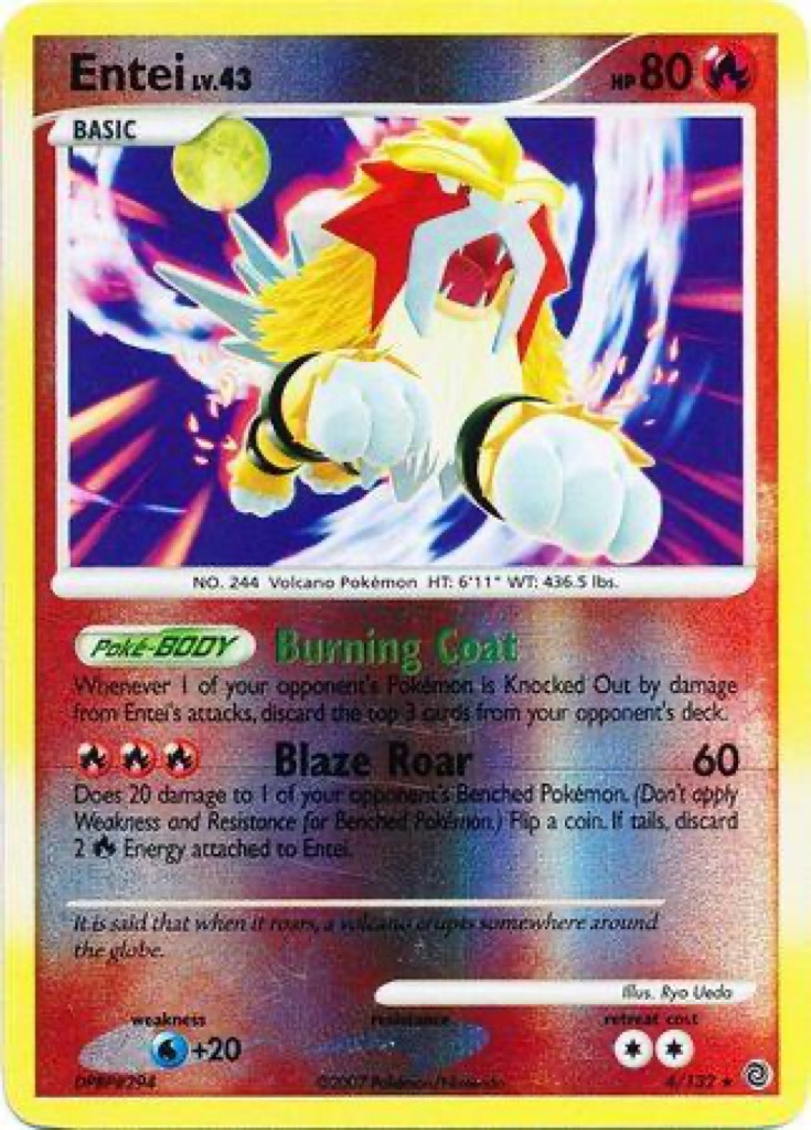 Reverse Holo Entei 4/132, Secret Wonders Pokémon card