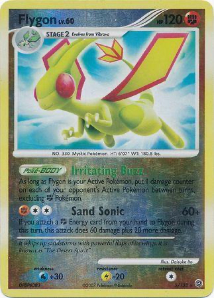 Reverse Holo Flygon 5/132, Secret Wonders Pokémon card
