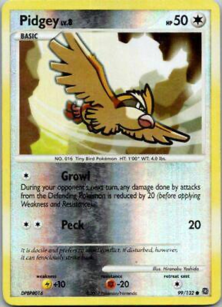 Reverse Holo Pidgey 99/132, Secret Wonders Pokémon card