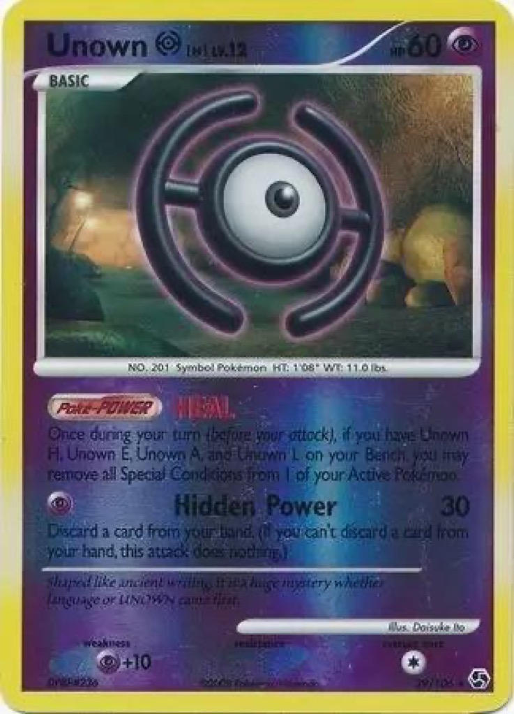 Reverse Holo Unown [H] 29/106, Great Encounters Pokémon card