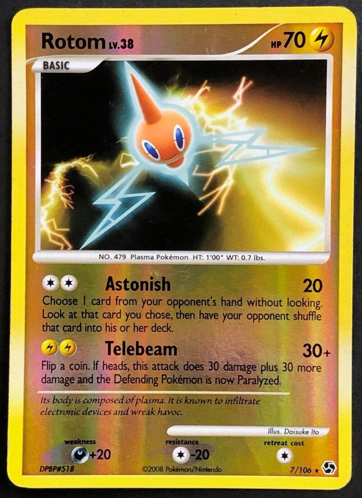 Reverse Holo Rotom 7/106, Great Encounters Pokémon card